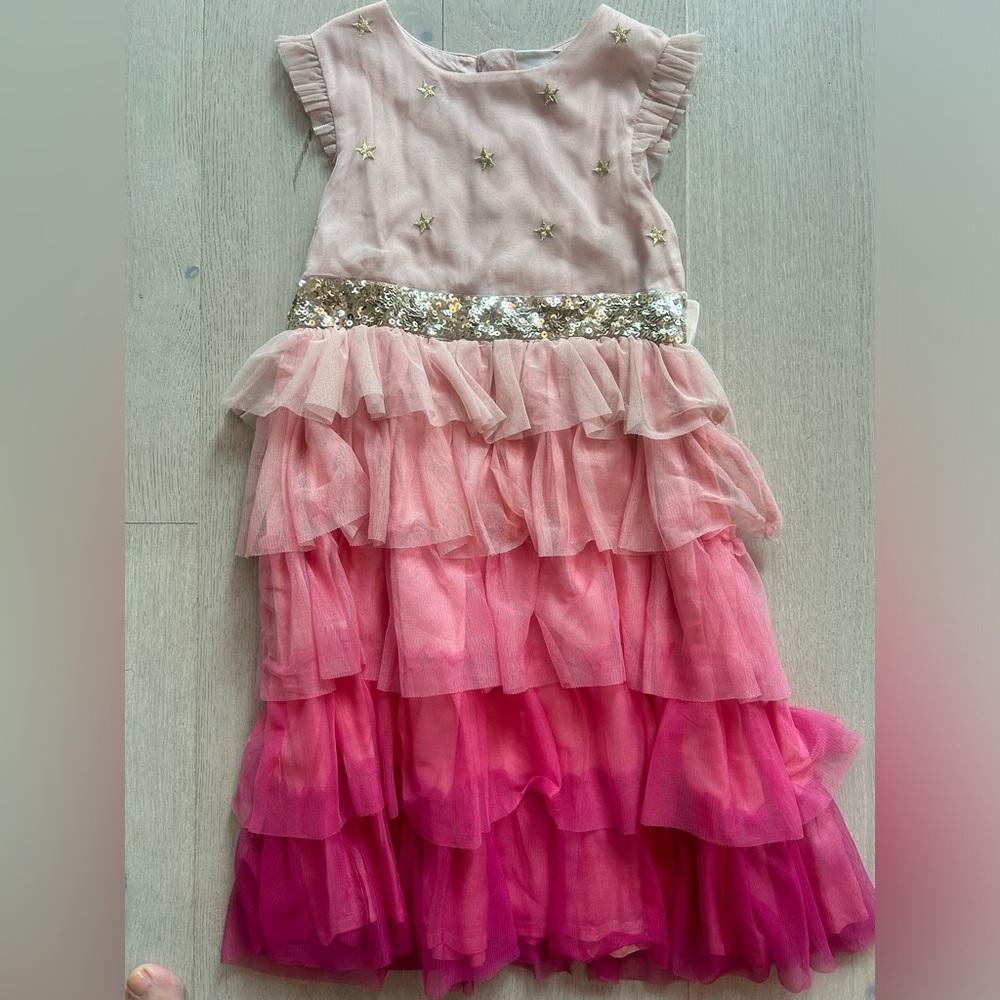 Mini Boden x Harry Potter girls pink ombré dress size 6-7